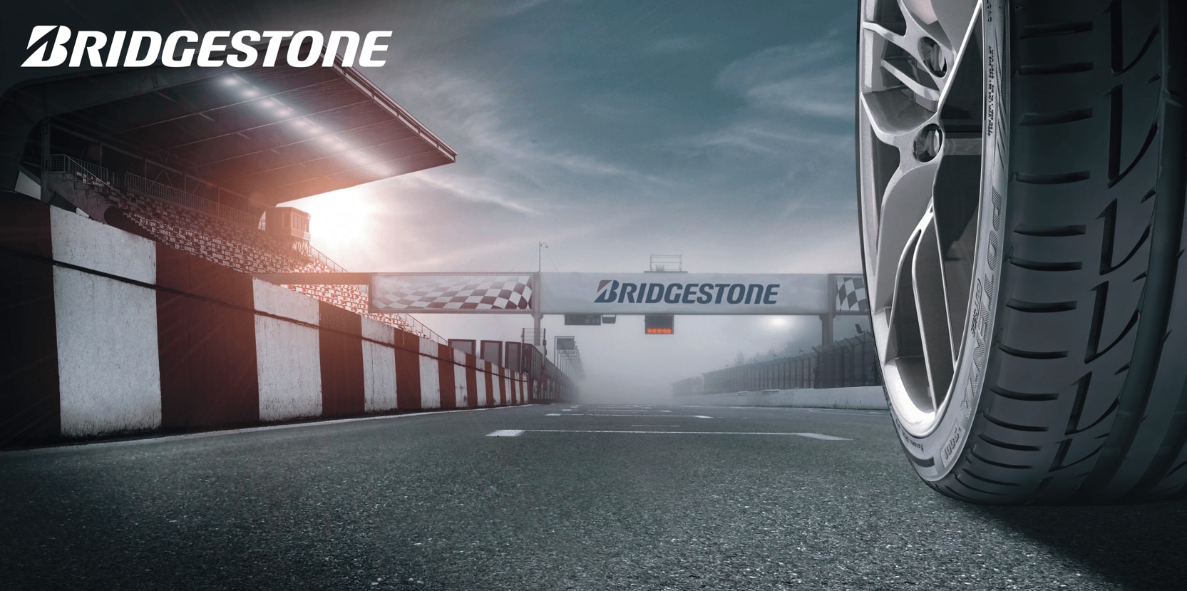 Pneumatici Bridgestone in prova su pista.
