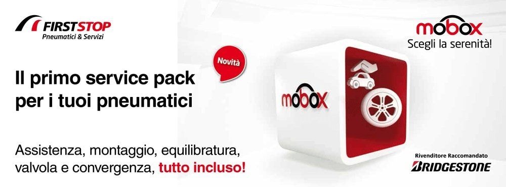 Mobox: il primo service pack per i tuoi pneumatici, con assistenza, montaggio, equilibratura, valvola e convergenza inclusi.