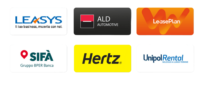 Le case di noleggio a lungo termine convenzionate: Leasys, ALD Automotive, LeasePlan, SIFÀ, Hertz, Unipol Rental.